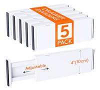 Lifewit 5 Pack Drawer Dividers Plastic 4" High, 11-17" Adjustable Drawer Organisers for Clothes, Expandable Dresser Separators in Bedroom/Bathroom/Kitchen/Office Organization and Storage