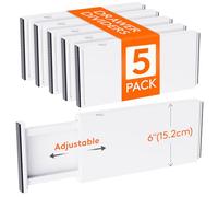 Lifewit 5 Pack Drawer Dividers Plastic 6" High, 13.5-22" Adjustable Drawer Organisers for Clothes, Expandable Dresser Separators in Bedroom/Bathroom/Kitchen/Office Organization and Storage