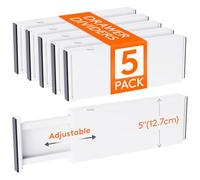 Lifewit 5 Pack Kitchen Drawer Dividers 5" High, 13.5-22" Adjustable Drawer Organizer for Utensils/Clothes/Makeup, Plastic Expandable Separators in Dresser/Bedroom/Bathroom/Office Storage