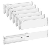 Lifewit 6 Pack Drawer Dividers Plastic 4" High, 14-23" Adjustable Drawer Organisers for Clothes, Expandable Dresser Separators in Bedroom/Bathroom/Kitchen/Office/Vanity Organisation and Storage