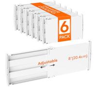 Lifewit 6 Pack Drawer Dividers Plastic 8" High, 14-23" Adjustable Drawer Organisers for Clothes, Expandable Dresser Separators in Bedroom/Bathroom/Kitchen/Office Organisation and Storage