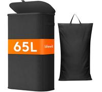 Lifewit 65L Slim Laundry Basket with Lid, Narrow Laundry Hamper with Plastic Handles and Removable Bag, Thin Dirty Clothes Hampers for Laundry for Laundry Room, Bedroom, Bathroom, Dorm, Black