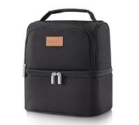 Lifewit 7L Double Compartment Cooler Bag for Men Women Kids, Insulated Water Resistant Waterproof Bento Box, Thermal Lunch Box for Work School Picnic Black