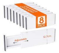Lifewit 8 Pack Drawer Dividers Plastic 5" High, 13.5-22" Adjustable Drawer Organisers for Clothes, Expandable Dresser Separators in Bedroom/Bathroom/Kitchen/Office Organization and Storage