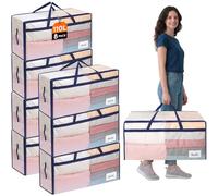 Lifewit 8 Pack Large Moving Bags with Lids and Sturdy Handles, 110L Heavy Duty Packing Organizers for Moving House, Clothes Bedding Blanket Comforter Toys Storage Bags, Transparent