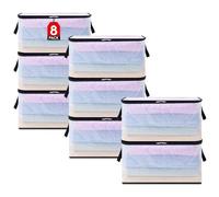 Lifewit 8 Pack Plastic Clothes Storage Bags, 60L Foldable Storage Containers Closet Organizers and Storage Moving Bags with Sturdy Zipper Lids Reinforced Handle for Bedding, Blanket, Comforter