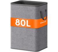 Lifewit 80L Large Laundry Basket with Handles, Collapsible, Light Gray | Foldable Washing Hamper, Portable Dirty Clothes Basket for Dorm, College, Bedroom and Bathroom