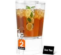 Lifewit 8L Drink Dispenser with Tap, Large Plastic Beverage Dispenser for Party with Stand & Ice Core, Clear Water Containers with Lid for Juice/Lemonade/Soda/Tea, BPA Free