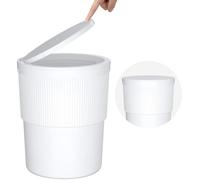 Lifewit Bathroom Trash Bin with Lid Pop-up, 2.6 Gallon Small Decorative Hidden Trash Can with Faux Plant Top, Dog Proof Waste Paper Bins for Bedroom, Office, Kitchen, White