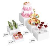 Lifewit Buffet Risers and Stands, Food Risers for Buffet Table, Catering Dessert Cake Collectibles Jewelry Display Stand for Party, White Cube Boxes Nesting Risers, 5 Sets(6/7/7.8/8.5/10")