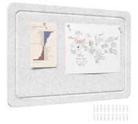 Lifewit Cork Board Alternative, 57 x 37.5 cm Bulletin Board with Self-Adhesive, Foldable Decorative Felt Pin Board Vision Board Message Board with 20 Pushpins for Office Wall Decor, Room Decor, Gray