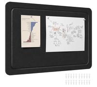 Lifewit Cork Board Alternative, 57 x 37.5 cm Bulletin Board with Self-Adhesive, Foldable Decorative Felt Pin Board Vision Board Message Board with 20 Pushpins for Office Wall Decor, Room Decor, Black