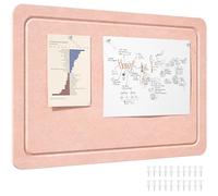 Lifewit Cork Board Alternative, 57 x 37.5 cm Bulletin Board with Self-Adhesive, Foldable Decorative Felt Pin Board Vision Board Message Board with 20 Pushpins for Office Wall Decor, Room Decor, Pink