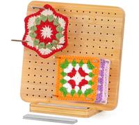 Lifewit Crochet Blocking Board with 20 Pegs, Bamboo Granny Square Blocking Board for Knitting and Crochet Projects, Blocking Mats for Crocheting, Crocheting Accessories Gifts for Crocheters, 7.7"