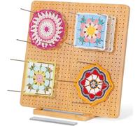 Lifewit Crochet Blocking Board with 20 Pegs, Bamboo Granny Square Blocking Board for Knitting and Crochet Projects, Blocking Mats for Crocheting, Crocheting Accessories Gifts for Crocheters, 14.4"