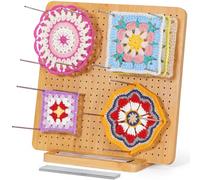 Lifewit Crochet Blocking Board with 20 Pegs, Bamboo Granny Square Blocking Board for Knitting and Crochet Projects, Blocking Mats for Crocheting, Crocheting Accessories Gifts for Crocheters, 11.8"