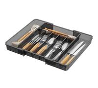 Lifewit Cutlery Drawer Organiser,31.5-51.3x37.7cm Expandable Cutlery Tray,8 Compartment,Utensil Holder for Kitchen Storage, Clear Black