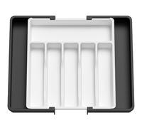 Lifewit Cutlery Drawer Organiser Large, Extendable Cutlery Tray,8 Compartment, Kitchen Drawer Organiser Utensil Spoons Forks Knives, White& Black