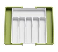 Lifewit Cutlery Drawer Organiser Large, Extendable Cutlery Tray,8 Compartment, Kitchen Drawer Organiser Utensil Spoons Forks Knives, Green&White