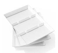 Lifewit Divided Serving Tray Platter Plastic, 3PCS White Reusable Trays for Food Eating, Tea/Drink/Snack/Dinner Serving Platters for Kichen, Bar, Restaurant, 38.1 x 25.4 cm