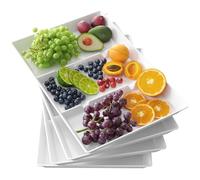 Lifewit Divided Serving Tray Platter Plastic, 4PCS White Reusable Trays for Food Eating, Buffet/Sandwich/Tea/Drink/Snack/Dinner Serving Platters for Kichen, Bar, Restaurant, 38.1 x 25.4 cm