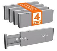 Lifewit Drawer Dividers, Adjustable Clothes Drawer Organisers, Expandable Drawer Separators, 4 Pack, 4" High/11-17 Long, Grey