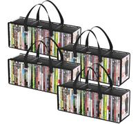 Lifewit DVD Storage Cases 4 Pcs, Clear PVC DVD Organizer Boxes with Handles and Zipper, Media Holder Bags for Blu Ray Disc, Movie Case, Video Game Disks, Albums, Books, Hold up to 140 DVDs (35 Each)