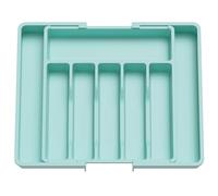 Lifewit Extendable Cutlery Drawer Organiser, Adjustable Cutlery Tray, Plastic Adjustable Kitchen Storage Dividers for Utensil Spoons Forks Knives, 8 Compartments, 33-57 x 38cm, Turquoise