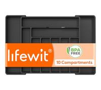 Lifewit Extendable Cutlery Drawer Organiser, Adjustable Cutlery Tray, Utensil Holder for Forks, Spoons, Knives, Plastic Kitchen Organiser and Storage, 9 Compartment, 51-74 x 42cm, Black