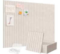 Lifewit Felt Slatted Bulletin Board with Self-Adhesive, 120 x 90 cm-12 Pack Cork Board Alternative, Pin Board Vision Board Message Board with 30 Pushpins for Office Decor, Room Decor, Oatmeal