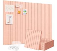 Lifewit Felt Slatted Bulletin Board with Self-Adhesive, 120 x 90 cm-12Pack Cork Board Alternative, Pin Board Vision Board Message Board with 30 Pushpins for Office Decor, Room Decor, Pink