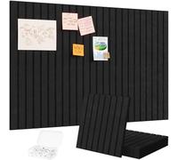 Lifewit Felt Slatted Bulletin Board with Self-Adhesive, 90 x 60 cm-6 Pack Cork Board Alternative, Pin Board Vision Board Message Board with 30 Pushpins for Office Decor, Room Decor, Black