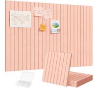 Lifewit Felt Slatted Bulletin Board with Self-Adhesive, 90 x 60 cm-6 Pack Cork Board Alternative, Pin Board Vision Board Message Board with 30 Pushpins for Office Decor, Room Decor, Pink