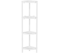 Lifewit Floor Standing Shower Caddy Corner, Plastic Metal Rustproof Corner Stand for Bathroom, Kitchen with 4 Hooks, Shelf Storage for Shampoo, Skincare, Fruit, Vegetables, 107cm(H), 4 Tier, White