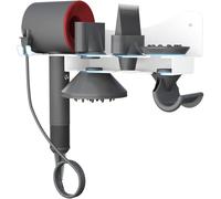 Lifewit Hair Holder Wall Mounted for Dyson Hair Dryer, Hair Tool Organiser, Multi-Functional Space Storage Rack for Hair Styling Care Tools, in Bathroom, Salon, Hairdryer Station Accessories, White