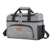 Lifewit Insulated Cooler Bag Shopping Bag 23L 32-Can Picnic Bag for Beach/Sport, Double Compartment Refrigerant Bag, Grey