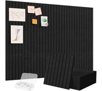 Lifewit Large Felt Pin Board with Self-Adhesive 120X90cm-12 Pack for Wall | Cork Board for Walls Alternative, Notice Boards with 50 Pushpins, Bulletin Board for Classroom Home Office Decor, Black