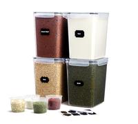 Lifewit Large Flour Food Storage Containers 5.2L/175oz 4PCS with Lids for Cereal, Rice, Sugar, Pasta - Kitchen & Pantry Organization Bulk with Measuring Cups, Labels, BPA free