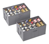 Lifewit Large Shoe Storage Organiser for Wardrobe, Foldable Shoe Box Fits 20 Pairs Total with Clear Cover and Reinforced Handles, Space Saving Holder for Sneakers Boots Heels, 2 Pack Gray