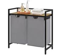 Lifewit Laundry Hamper 2 Sections, 95 L Laundry Basket with Shelf and Double Pull-Out Removable Bags, Laundry Sorter for Laundry Room Bedroom Bathroom Dorm, Grey