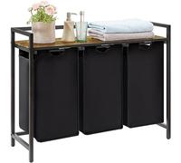 Lifewit Laundry Hamper 3 Sections, 120L Laundry Basket with Shelf and Double Pull-Out Removable Bags, Laundry Sorter for Laundry Room Bedroom Bathroom Dorm, Black
