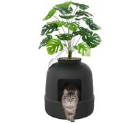 Lifewit Litter Box Cat with Faux Plant & Scoop, Hidden Enclosure Litter Tray with Odor Control & Carbon Filter in Living Room, Bedroom, Corner, Black