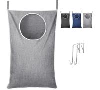 Lifewit Over Door Laundry Hamper, Large Collapsible Hanging Laundry Hamper, Hanging Laundry Basket Bag for Bathroom Bedroom Dirty Clothes Storage Organizer, Light Grey