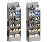 Lifewit Over the Door Shoe Organizers, 2 Pack Hanging Shoe Rack with 11 Pockets, 5 Layers Shoe Holder for Closet Door Storage Includes Boots, Toys, Water Bottles, Daily Necessities, Grey