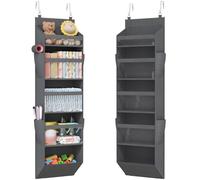 Lifewit Over the Door Storage, Clear Hanging Organiser with 4 Mesh Side Pockets, Anti Tilt 40 lbs Load Behind Door for Dorm, University Essentials, Room, Bedroom, Kitchen, Grey, 5 Shelf, 1 Pack