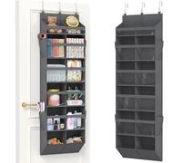 Lifewit Over the Door Storage, Clear Hanging Organiser with 4 Side Pockets, Anti Tilt 40 lbs Load Behind Door for Dorm, University Essentials, Room, Bedroom, Nursery,1Pack,12 Section Grey