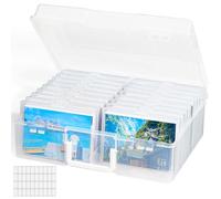 Lifewit Photo Storage Box 4" x 6" Photo Case, 18 pcs Inner Photo Keeper, Clear Photo Boxes Storage, Plastic Photo Organiser for Seed, Cards, Picture, Craft with 1 Sheet Label Sticker