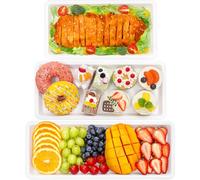 Lifewit Serving Tray, 12/14/16 Inch Trays for Food Serving, Serving Platters Dishes for Party, Food Trays for Snacks, Cookies, 3 Set Dinner Tray, White