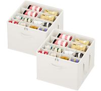 Lifewit Shoe Storage Organizer for Closet Fits 12-16 Pairs, Fabric Large Shoe Box Storage Container with Clear Cover, Foldable Bins Fit for Boots Heels Sneakers, 2 Pack White