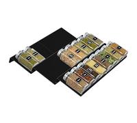 Lifewit Spice Drawer Organiser, Spice Rack for Inside Drawer, Adjustable Seasoning Jars Storage Tray for Cupboard, 24 Acrylic Drawers Shelf for Kitchen, Countertop, Cabinet, 3 Tiers, Set of 6, Black